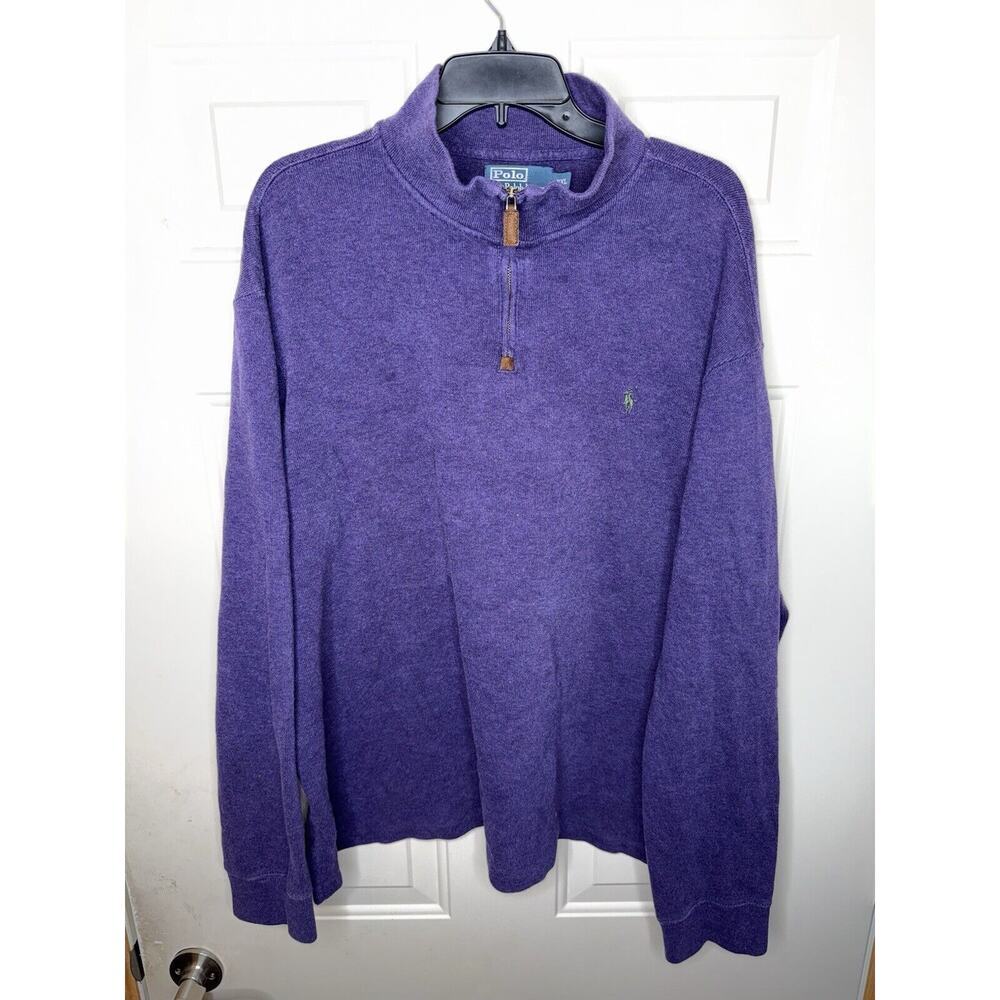 Polo Ralph Lauren Sweater Purple Men’s XXL 1/4 Zip Jumper Mock Neck Pullover 2XL